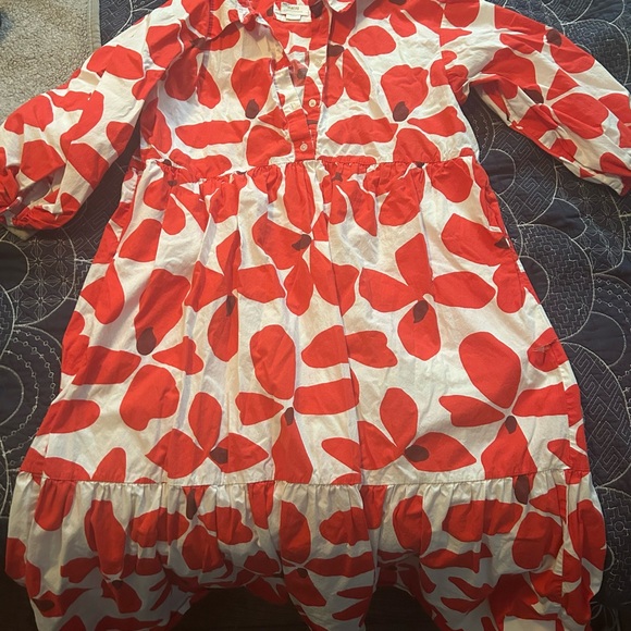 Anthropologie Red and White Floral Midi Dress - Picture 2 of 4